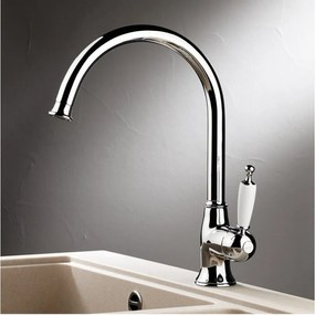 Bugnatese Oxford 6381-100 Μπαταρία Κουζίνας Χρωμέ/Λευκή Με Υψηλό Περιστρεφόμενο Ρουξούνι