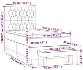 Κρεβάτι Boxspring με Στρώμα Μαύρο 90x200 εκ. Υφασμάτινο - Μαύρο