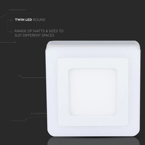 LED V-TAC Εξωτερικό Πάνελ mini 18W+3w τετράγωνο με φωτεινό περίγραμμα