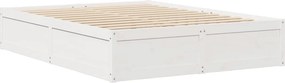 vidaXL Σκελετός Κρεβ. Χωρίς Στρώμα Λευκό 140x190 εκ Μασίφ Πεύκο