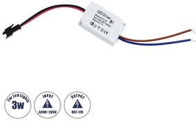 GloboStar® 73074 Πλαστικό Τροφοδοτικό SELV για Προϊόντα LED 3W - AC 220-240V σε DC 7-11V - IP20 L4.5 x W3 x H2.5cm - 3 Χρόνια Εγγύηση