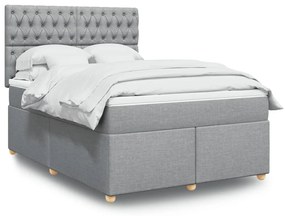 Κρεβάτι Boxspring με Στρώμα Ανοιχτό Γκρι 140x190 εκ. Υφασμάτινο