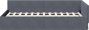 vidaXL Κρεβάτι Γωνίας Σκούρο Γκρι 90 x 190 cm Βελούδο