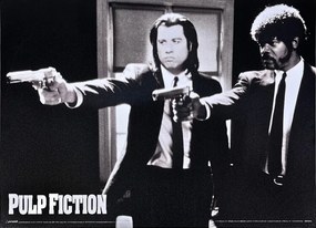 Μεταλλική πινακίδα Pulp Fiction - Black and White Guns, (40 x 30 cm)