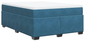 vidaXL Κρεβάτι Boxspring με Στρώμα Σκούρο Μπλε 140x190 εκ. Βελούδινο