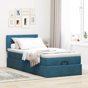 Οθωμανικό κρεβάτι με στρώμα σκούρο μπλε 90x190cm Velvet 3311745