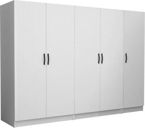 Ντουλάπα ρούχων Victoria Megapap πεντάφυλλη χρώμα λευκό 250x60x181εκ.