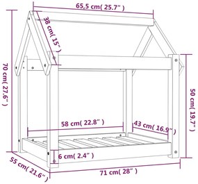 ΚΡΕΒΑΤΙ ΣΚΥΛΟΥ ΜΑΥΡΟ 71X55X70 ΕΚ. ΑΠΟ ΜΑΣΙΦ ΞΥΛΟ ΠΕΥΚΟΥ 822206