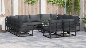 vidaXL Σετ Καναπέ Κήπου 12 pcs Μαύρο 70 x 70 x 32 εκ Αλουμίνιο