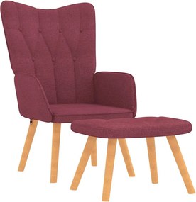 vidaXL Πολυθρόνα Relax Μπορντό Υφασμάτινη με Σκαμπό