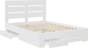 vidaXL Σκελετός Κρεβατιού Λευκό 150 x 200 cm Επεξεργασμένο ξύλο