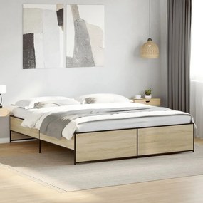 vidaXL Πλαίσιο Κρεβατιού Sonoma Δρυς 200x200 εκ. Επεξ. Ξύλο &amp; Μέταλλο