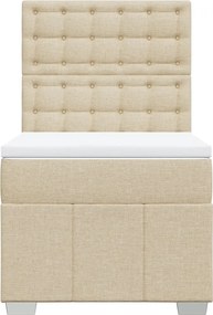 vidaXL Κρεβάτι Boxspring με Στρώμα Κρεμ 90x200 εκ.Υφασμάτινο