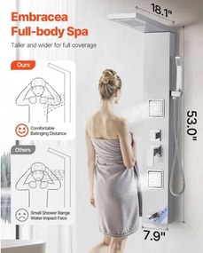 VEVOR Shower Panel Tower System Stainless Steel Column Rainfall Head Massage Jet