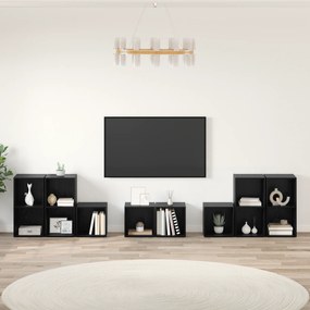 vidaXL με ράφι με αποθήκευση 8 pcs Μαύρη Οξυά Επεξεργασμένο ξύλο