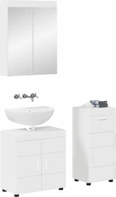 vidaXL Σετ Επίπλων Μπάνιου TULUM 3 pcs Υψηλής γυαλάδας λευκό