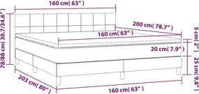 vidaXL Κρεβάτι Boxspring με Στρώμα Μαύρο 160x200 εκ. Βελούδινο