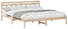 vidaXL Σκελετός Κρεβατιού με κεφαλάρι Καφέ 180 x 200 εκ. Ξύλο πεύκου