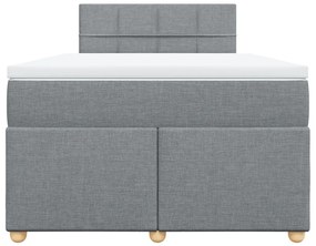 Κρεβάτι Boxspring με Στρώμα Ανοιχτό Γκρι 120x200 εκ. Υφασμάτινο - Γκρι