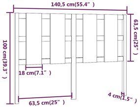 vidaXL Κεφαλάρι Κρεβατιού 140,5 x 4 x 100 εκ. από Μασίφ Ξύλο Πεύκου