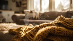 Intra Συλλεκτικό Ξύλινο Παζλ Plywood  4mm - Άνετο σαλόνι με πλεκτή κουβέρτα Σε Ξύλινο Κουτί - Διαστάσεις Puzzle: 10x10 cm – 25 κομμάτια
