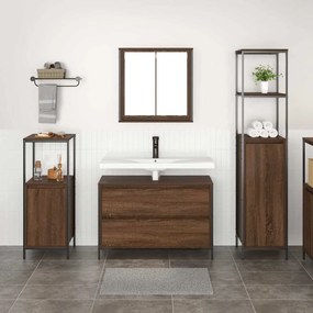 vidaXL Σετ Επίπλων Μπάνιου με ράφι 3 pcs Καφέ δρυς 90 x 34.5 x 60 εκ
