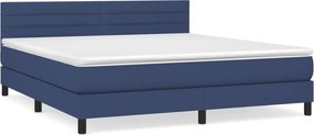 vidaXL Κρεβάτι Boxspring με Στρώμα Μπλε 180x200 εκ. Υφασμάτινο