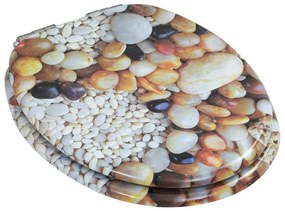 Κάλυμμα Λεκάνης με Καπάκι Soft Close Σχέδιο Βότσαλα από MDF - Πολύχρωμο