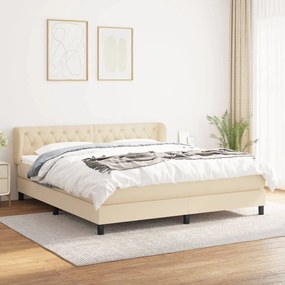 Κρεβάτι Boxspring με Στρώμα Κρεμ 160x200 εκ. Υφασμάτινο - Κρεμ