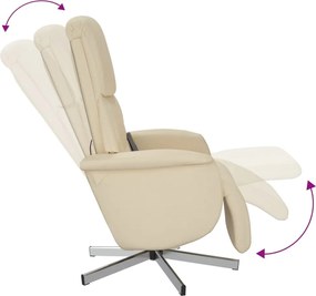 vidaXL Πολυθρόνα Μασάζ Ανακλινόμενη με Υποπόδιο Κρεμ Υφασμάτινη