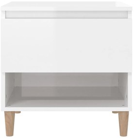 vidaXL Κομοδίνο Γυαλ. Λευκό 50x46x50 εκ. από Επεξεργασμένο Ξύλο