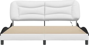 vidaXL Πλαίσιο κρεβατιού με LED χωρίς στρώμα Hvar Λευκό/Μαύρο 180x200εκ.