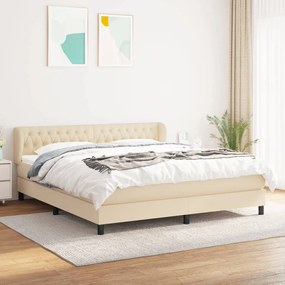 Κρεβάτι Boxspring με Στρώμα Κρεμ 180x200 εκ. Υφασμάτινο - Κρεμ