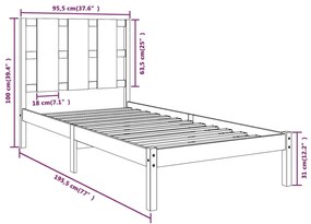 vidaXL Πλαίσιο Κρεβατιού 90 x 190 εκ. από Μασίφ Ξύλο Single