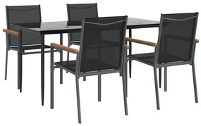 vidaXL Σετ Τραπεζαρίας Κήπου 5 Τεμαχίων Μαύρο Textilene &amp; Ατσάλι