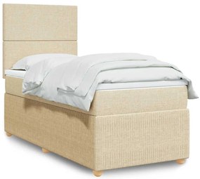vidaXL Κρεβάτι Boxspring με Στρώμα Κρεμ 80 x 200 εκ. Υφασμάτινο