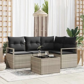vidaXL Σετ Καναπέ 5 pcs Ανοιχτό γκρι συνθετικό ρατάν