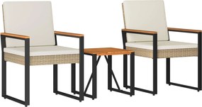 vidaXL Σετ Εξωτερικών Επίπλων 3 pcs Μπεζ και Κρέμ συνθετικό ρατάν