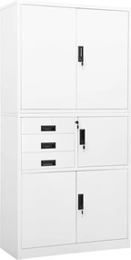 vidaXL Ντουλάπα Γραφείου Λευκή 90 x 40 x 180 εκ. Ατσάλινη