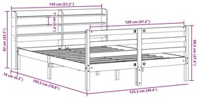 Πλαίσιο Κρεβατιού με Κεφαλάρι Λευκό 120x190 εκ. Μασίφ Πεύκου - Λευκό