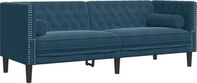 vidaXL Καναπές Διθέσιος Chesterfield με Στηρίγματα Μπλε Βελούδο