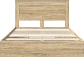vidaXL Κρεβάτι Αποθήκης Δρύς Sonoma 140 x 200 cm Επεξεργασμένο Ξύλο
