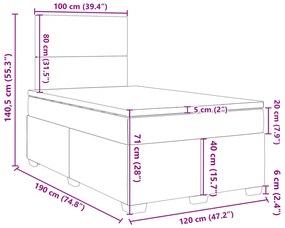 Κρεβάτι Boxspring με Στρώμα Σκούρο Καφέ 120x190 εκ Υφασμάτινο - Καφέ