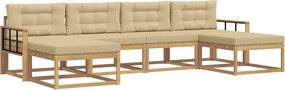 vidaXL Σειρά Καναπέ Εξωτερικού με μαξιλάρι 6 pcs Λευκό και Μπεζ
