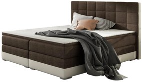 Επενδυμένο κρεβάτι Damascus με στρώμα και ανώστρωμα-Καφέ - Λευκό-160 x 200
