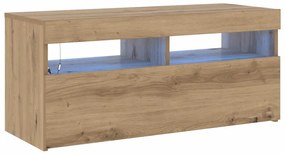 vidaXL Έπιπλο Τηλεόρασης με LED Αρτισιανή Δρυς 90x35x40 εκ Επεξ.Ξύλο