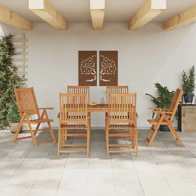 vidaXL Σέτ φαγητού για κήπο Πτυσσόμενος 7 pcs Καφέ Μασίφ ξύλο ακακίας