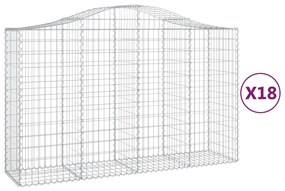 vidaXL Συρματοκιβώτια Τοξωτά 18 τεμ. 200x50x120/140 εκ. Γαλβαν. Ατσάλι