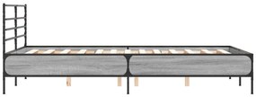 vidaXL Πλαίσιο Κρεβατιού Γκρι Sonoma 120 x 190εκ. Επεξ. Ξύλο & Μέταλλο