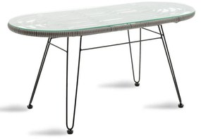 Τραπέζι Naoki μέταλλο μαύρο-pe γκρι-γυαλί 100x45x46εκ 100x45x46 εκ.